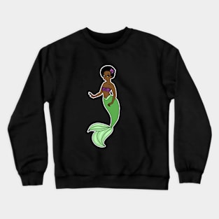 Cute Afro Mermaid Beautiful Black Woman Melanin Crewneck Sweatshirt